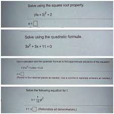 2 Solve Using The Quadratic Formula