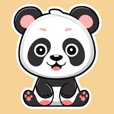 Cute Panda With Bamboo Hand Drawn