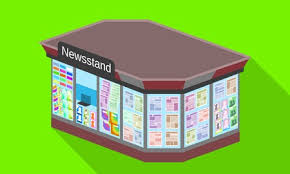 City Newsstand Icon Flat Ilration