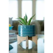 Teal Blue Arrow Ceramic Plant Pot
