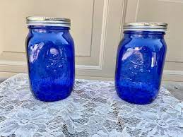 Mason Jar Cobalt Blue Quart Size 32 Oz