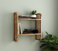 Buy Kira Mango Wood And Cane Wall Shelf
