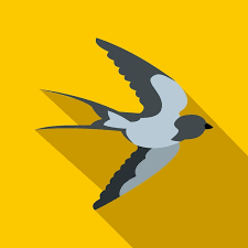 Flying Swallow Bird Icon In Flat Style