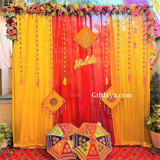 Outdoor Haldi Decoration Desi Wedding