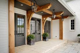 Stained Wood Plank Patio Ceiling Design