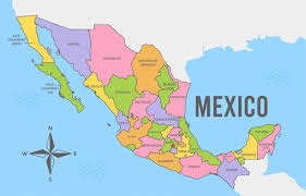 Flat Mexico Map With Border Line