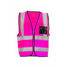 Pink Reflective Jacket With Id Pocket Zip