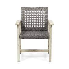 Noble House Hampton Outdoor Acacia Wood Dining Chair In Light Gray Set Of 2