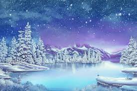 Beautiful Snow Scene With Lake And