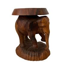 Elephant Table In Carved Wood 1950s