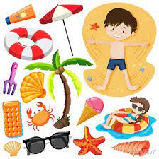 Set Of Summer Beach Icon Cartoon