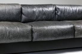 Elephant Grey Leather Saratoga Sofa