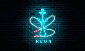 Vector Neon Hookah Icon Night Hookah