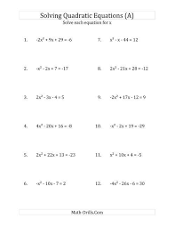 The Solving Quadratic Equations For X