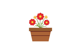 Spring Red Yellow Flower Pot Vector