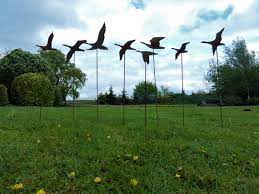 Large Flying Geese Garden Art Rusty