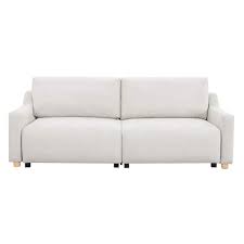 Cream Polyester Queen Size Sofa Bed