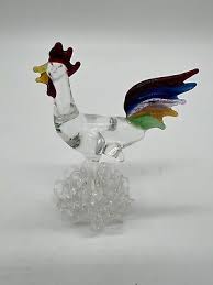 Stained Glass Rooster Figurine Hand