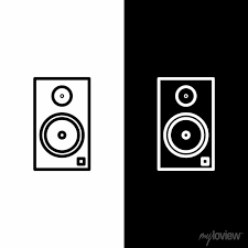 Set Line Stereo Speaker Icon Isolated