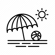 Ball Beach On Summer Umbrella Icon
