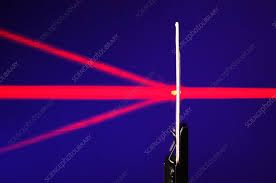 red laser beam split stock image
