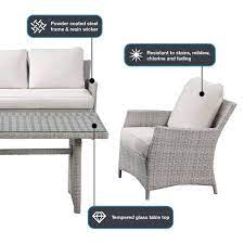 Ove Decors Diana 4 Piece Wicker Patio