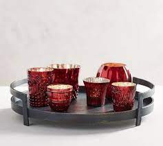 Red Glass Eclectic Mercury Votive Holders
