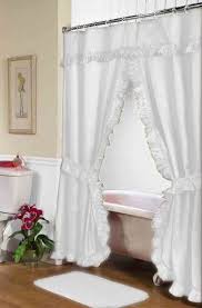 Ruffled Double Swag Shower Curtain With