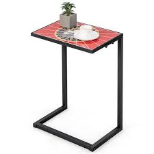 Gymax C Shaped Outdoor Side End Table