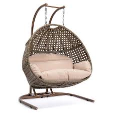 Patio Swing Chair With Beige Cushion Dw
