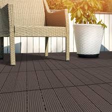 Patio Floor Tiles Set Of 6 Wood Plastic Composite Interlocking Deck Tiles For Outdoor Flooring By Pure Garden Mocha Brown