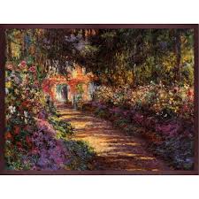 Pathway In Monet S Garden At Giverny 1901 02 By Claude Monet Hand Painted Oil Painting With Open Grain Mahogany 36 X 48
