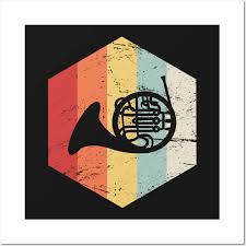 Retro Vintage French Horn Marching Band