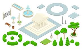 Landscape Design Park Icon Set Stock