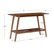 Cannon 47 In L Rectangle Walnut Wood Top Console Table