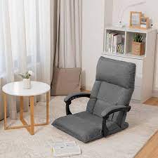 14 Position Floor Chair Lazy Sofa Adjustable Back Headrest Waist Grey
