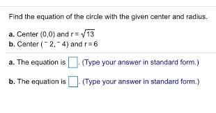 Solved Find The Equation Of The Circle