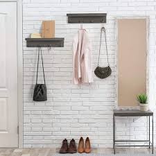 Green Wood Coat Rack Wall Mount Shelf