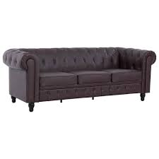 Faux Leather Chesterfield Sofa Tufted