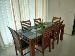 Brown Rectangular Glass Top Wooden