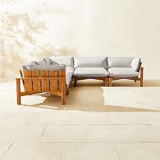 5 Piece L Shaped Teak Outdoor Sectional
