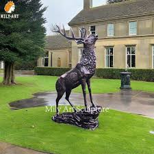 Large Standing Bronze Stag Sculpture