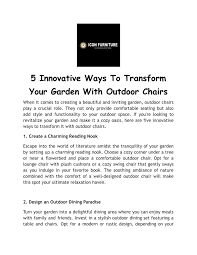 Outdoor Chairs Powerpoint Presentation