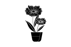 Flowers Pot Beautiful Black Icon