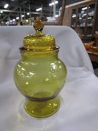 Vintage Amber Glass Textured Ginger Jar