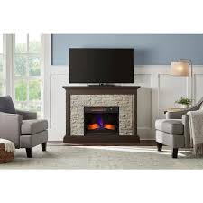 Home Decorators Collection Whittington 50 In Freestanding Electric Fireplace In Brushed Dark Pine With Gray Faux Stone