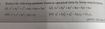 Quadratic Forms To Canonical Form