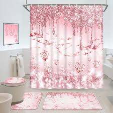 Pink Luxury Shower Curtain Set Bling