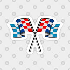 Checked Racing Car Flag Blue Red