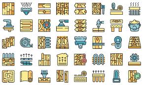 Floor Installation Icons Set Outline
